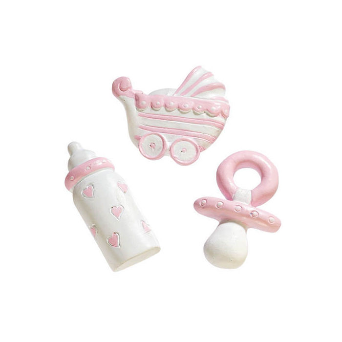 CREApop Baby-Streuteile, 3-fach sortiert, 3 cm, Rosa