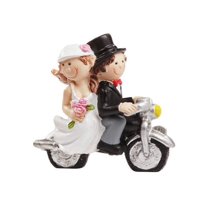 Hochzeitspaar auf Motorrad, ca. 6 x 5 cm