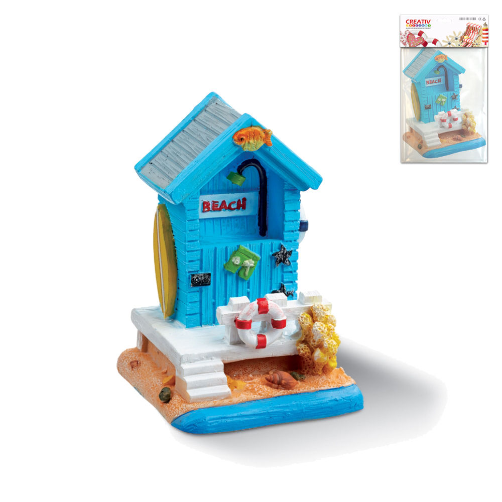 Hobbyfun Miniatur Strandhaus, 6 x 8cm, blau