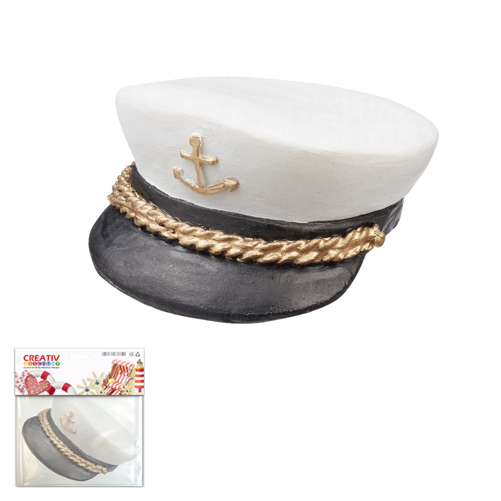 Hobbyfun Miniatur-Mütze Kapitän, 4cm, weiß