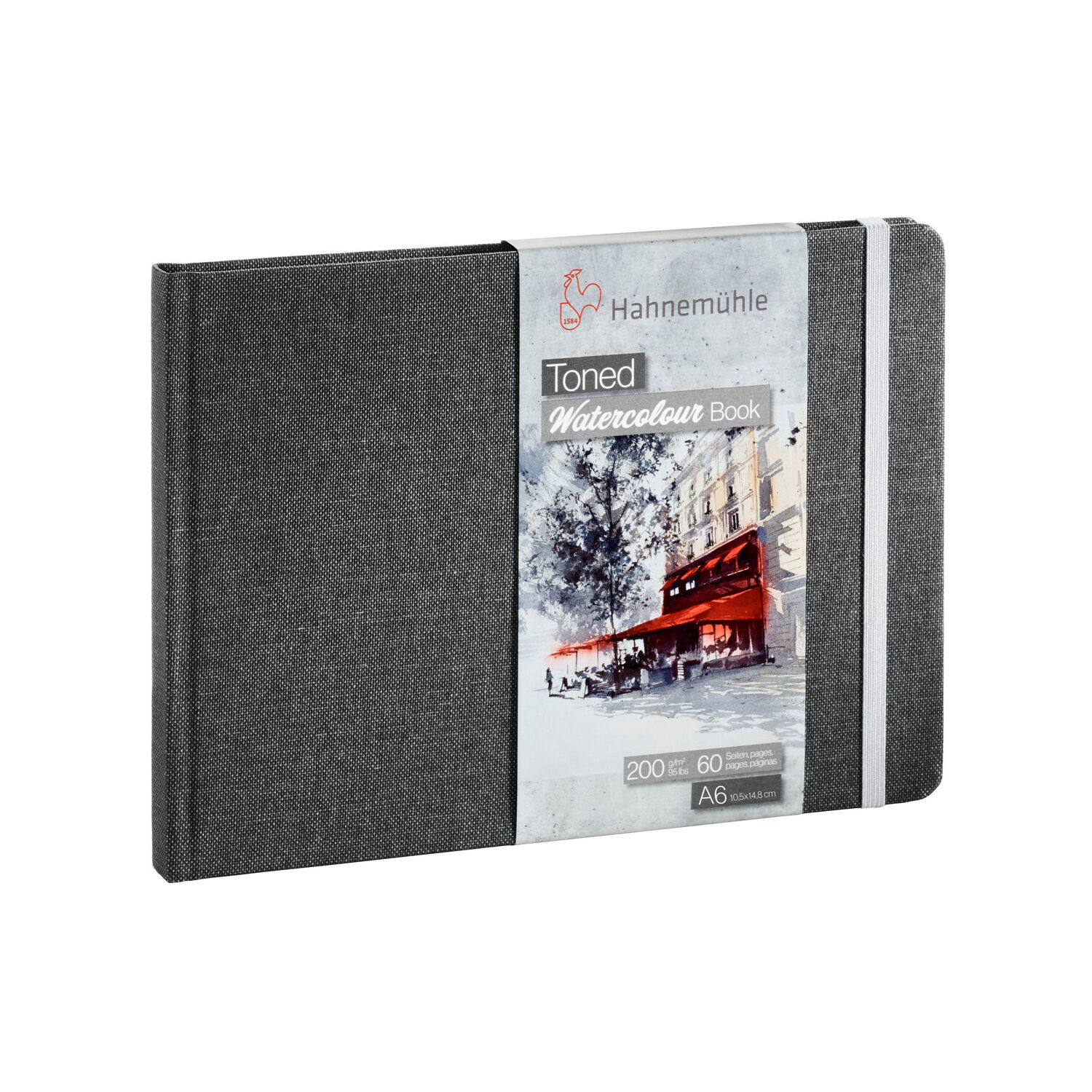 NEU Toned Watercolour Book Grey, 200g/m, DIN A6 Landschaftsformat, 60 Seiten
