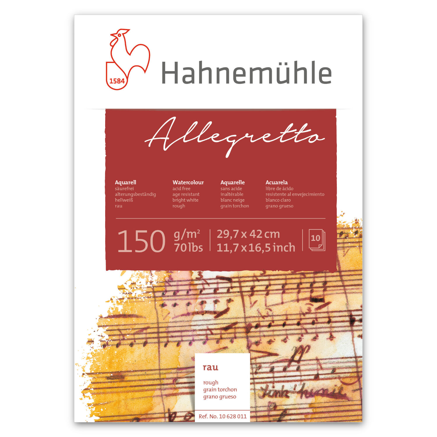 SALE Aquarellblock Allegretto, fein rau, 150g/m�, DIN A3, 10 Blatt