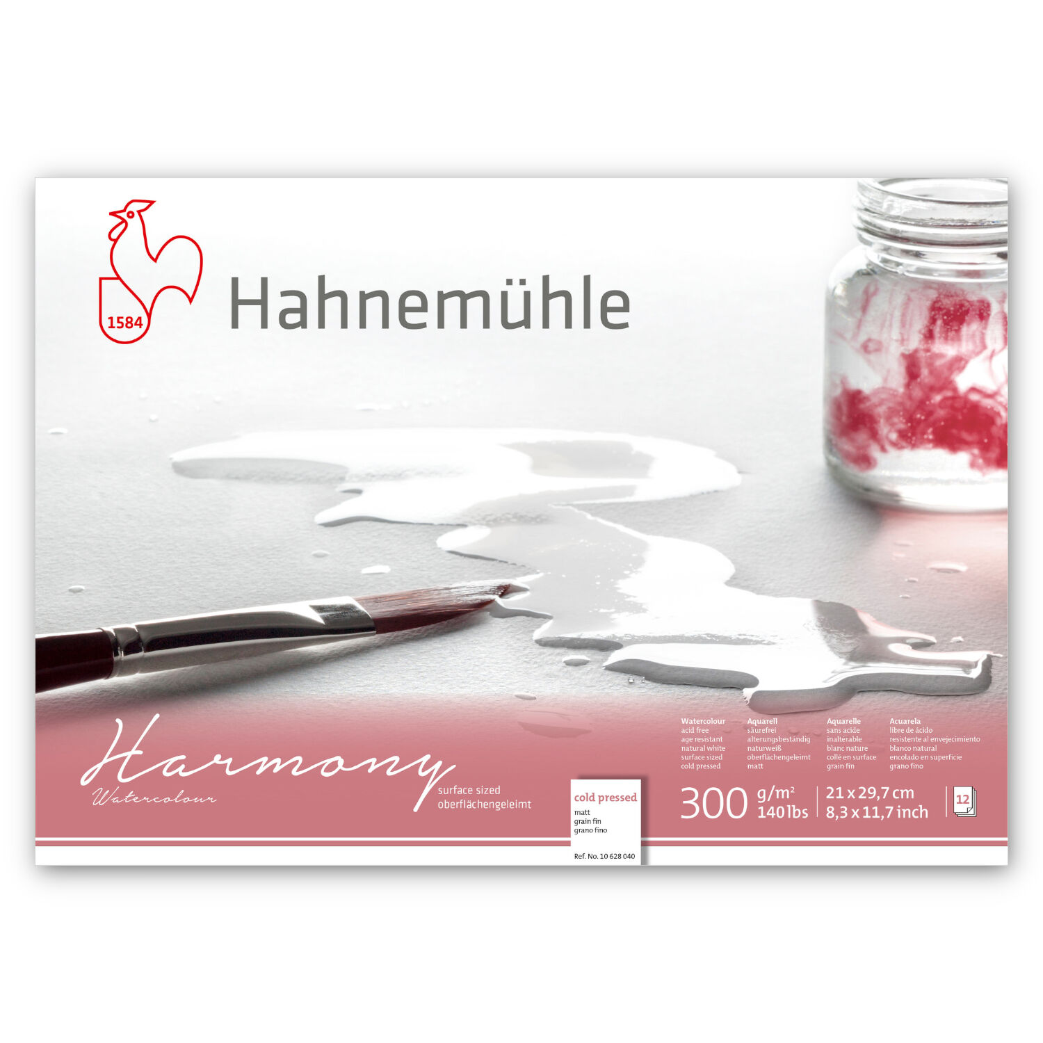 NEU Aquarellblock Harmony, 300g/m, matt, DIN A4, 4-seitig geleimt, 12 Blatt