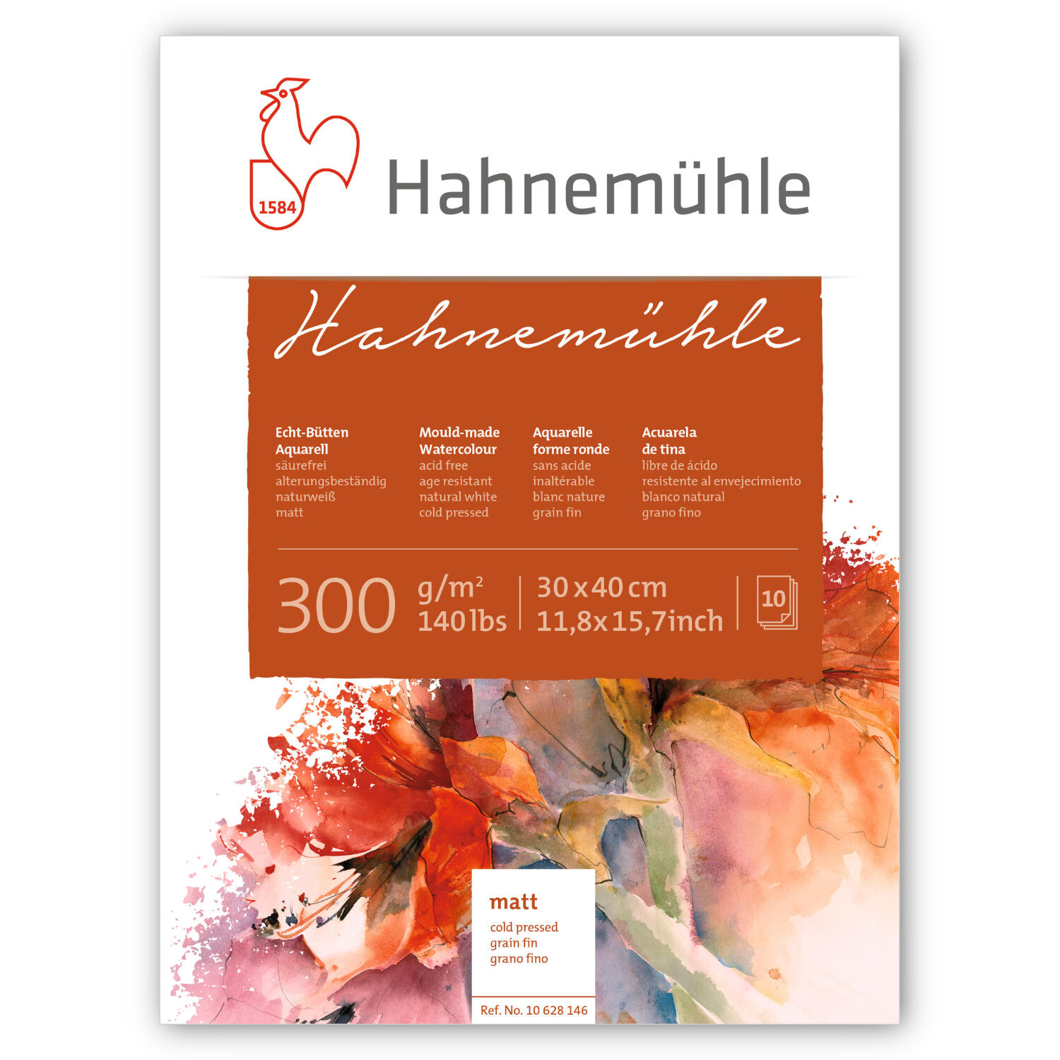 SALE Aquarellblock Hahnem�hle matt, 300 g/m�, 30x40cm, 10 Blatt