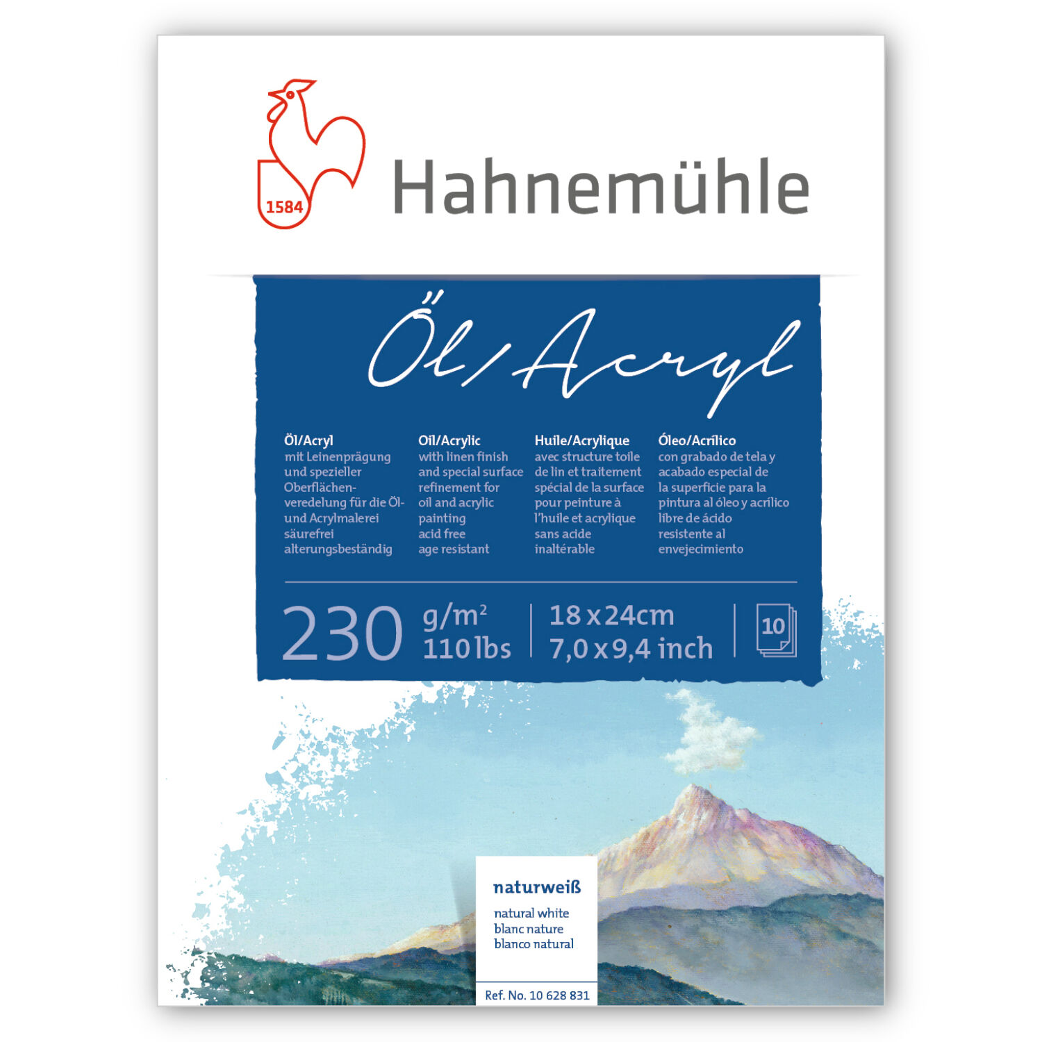 Hahnemhle l- und Acrymalblock, 230g/m, 10 Blatt, 18x24cm