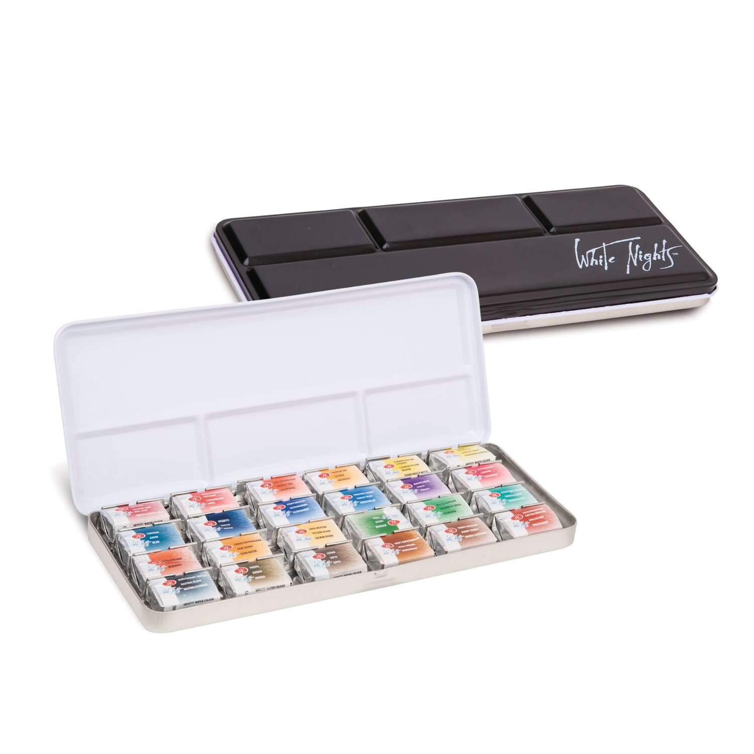 NEU White Nights Aquarellkasten Metall 24 ganze Npfe Bild 2