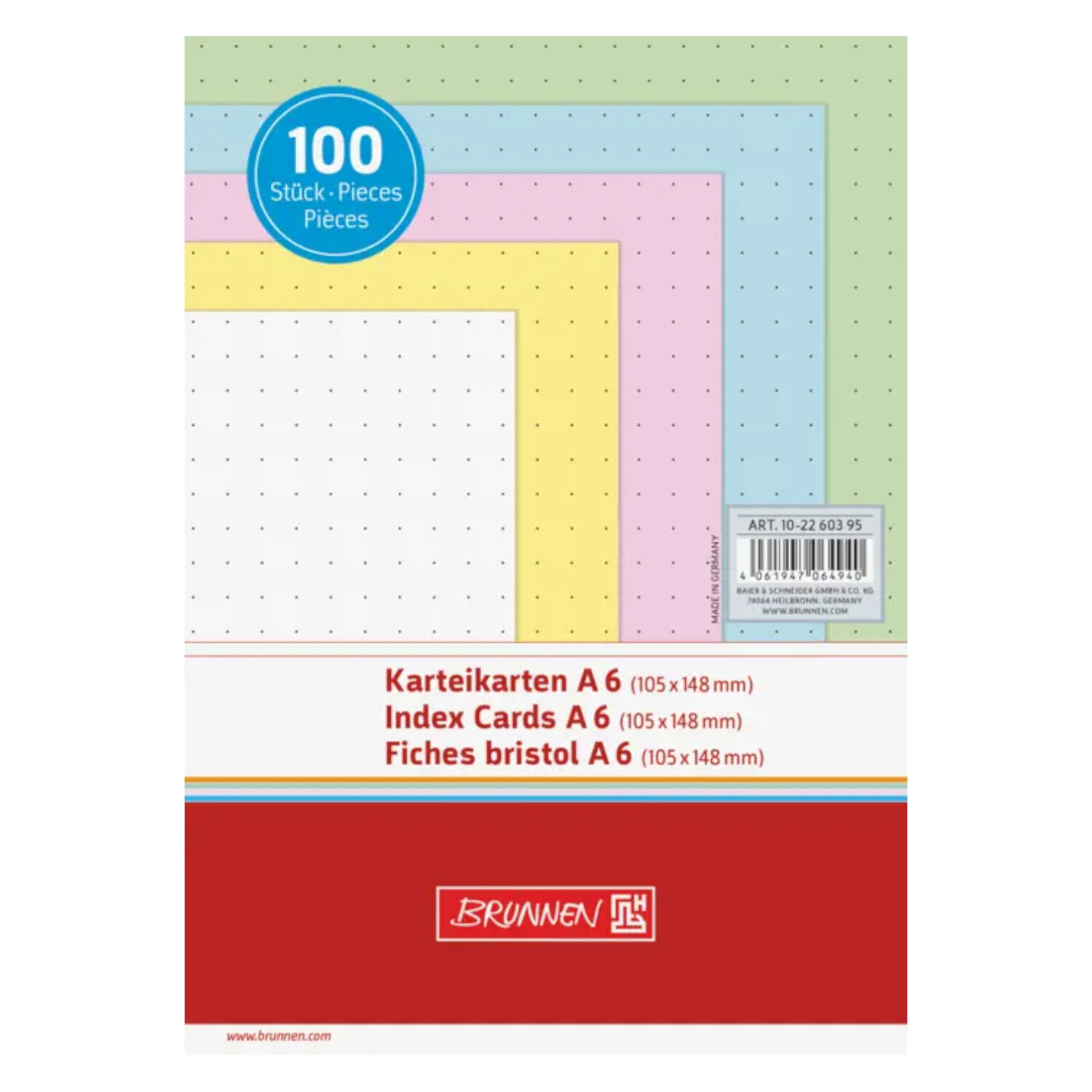 NEU Karteikarten DIN A6 dotted bunt