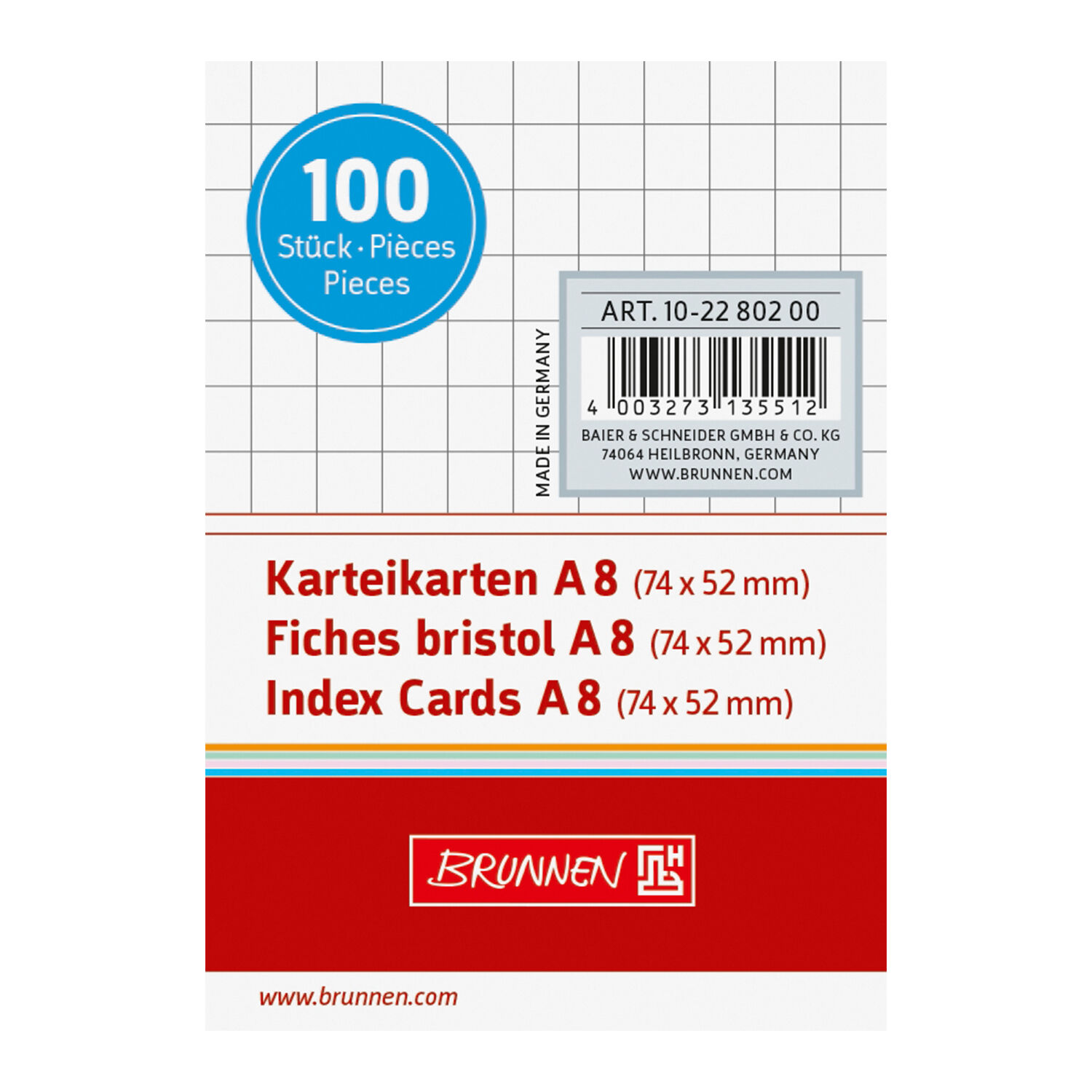 NEU Karteikarten DIN A8 kariert wei�