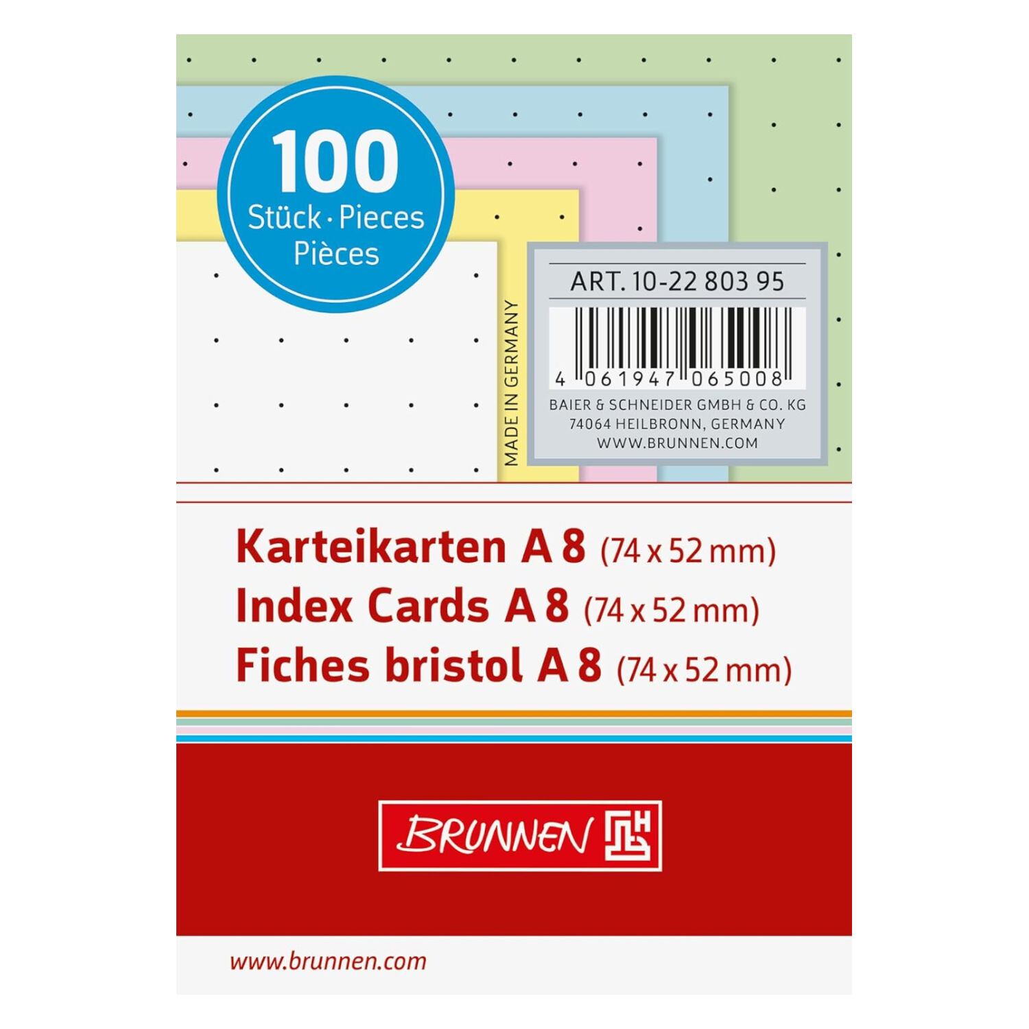 NEU Karteikarten DIN A8 dotted bunt