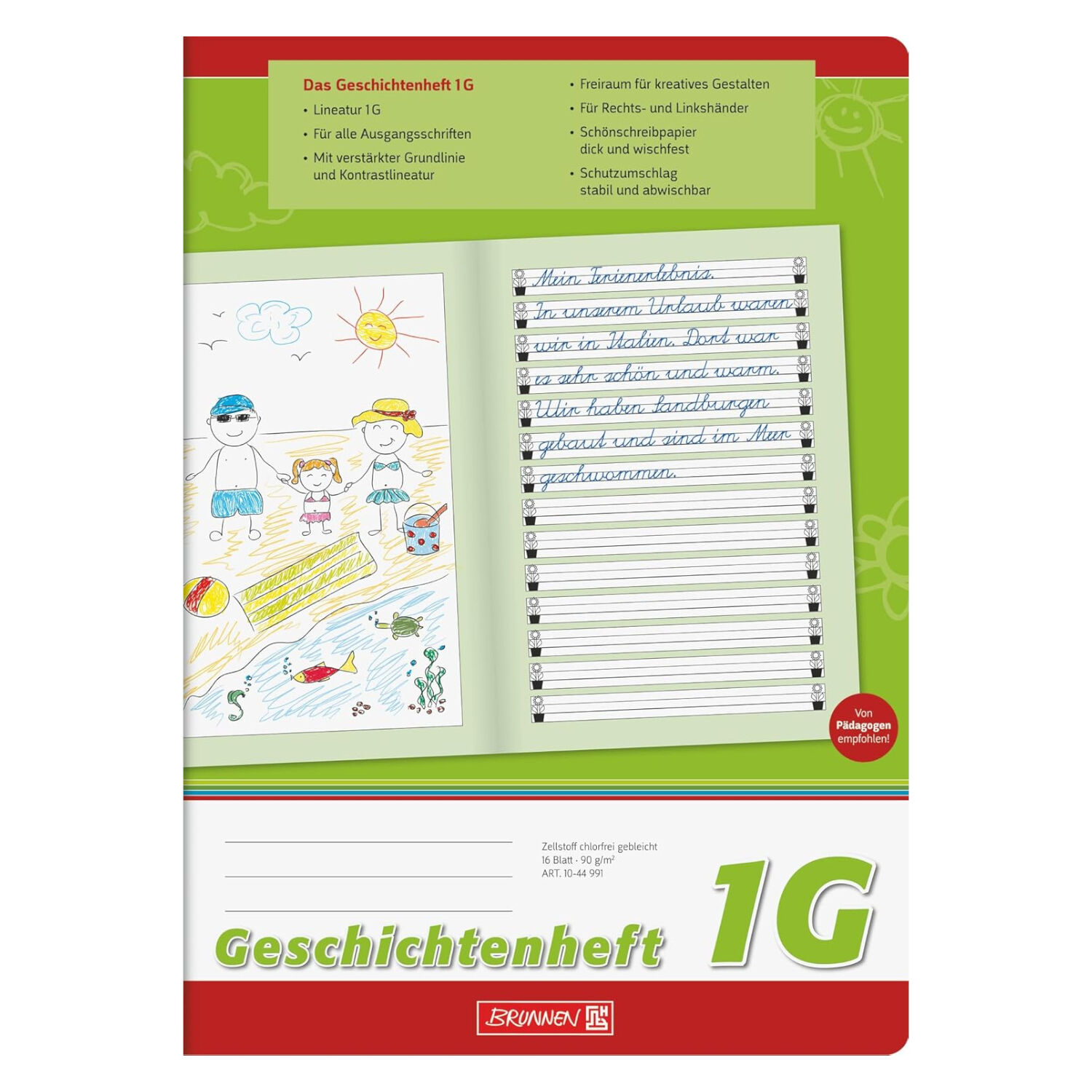 NEU Geschichten-Heft DIN A4, 16 Blatt, Liniert 1G