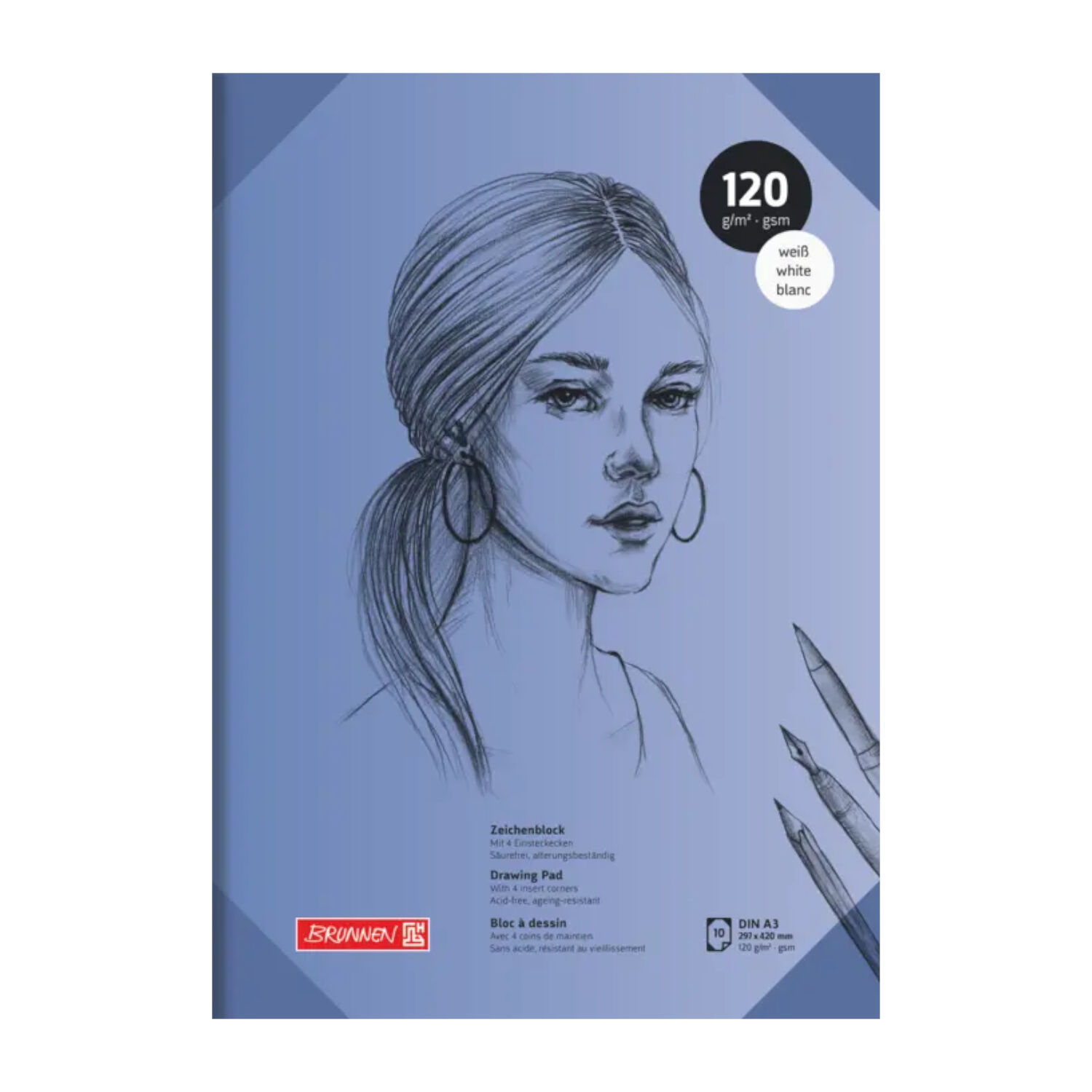 NEU Zeichenblock DIN A3, 120g/m, 10 Blatt, mit 4 Einsteckecken