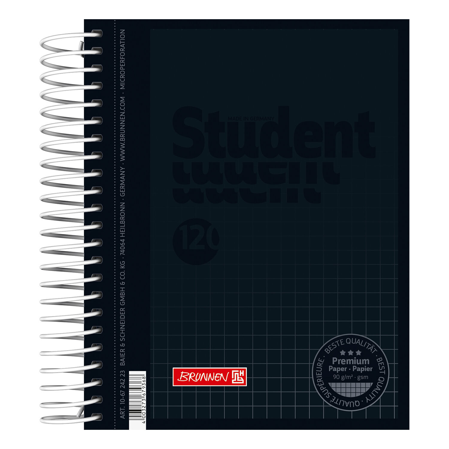 NEU Collegeblock DIN A6, kariert, 120 Blatt, onyx
