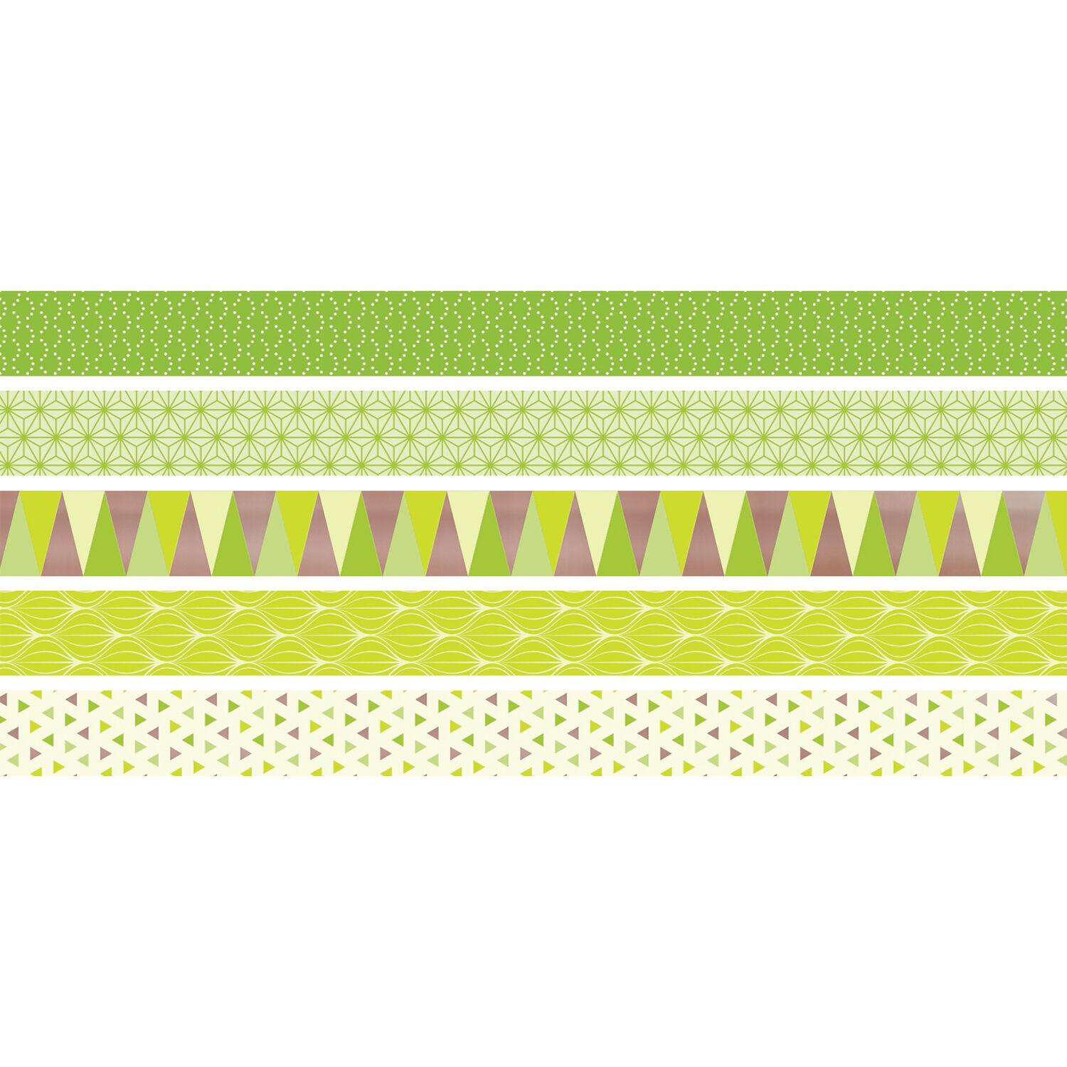 NEU Deko Tape / Klebeband, 5 Rollen + Abroller, Mini Triangle Lime Grn