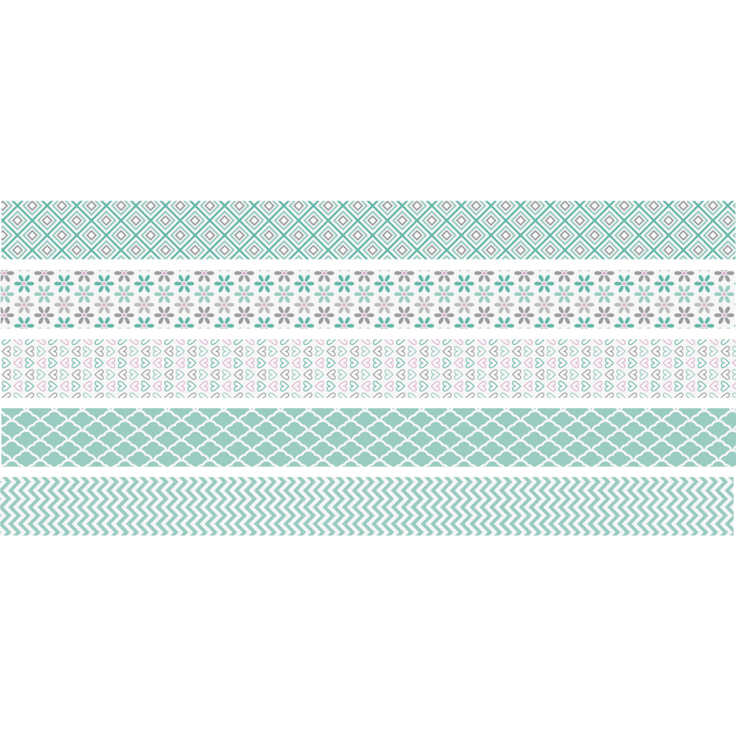 NEU Deko Tape / Klebeband, 5 Rollen + Abroller, Mini Pastell Mint Bild 2