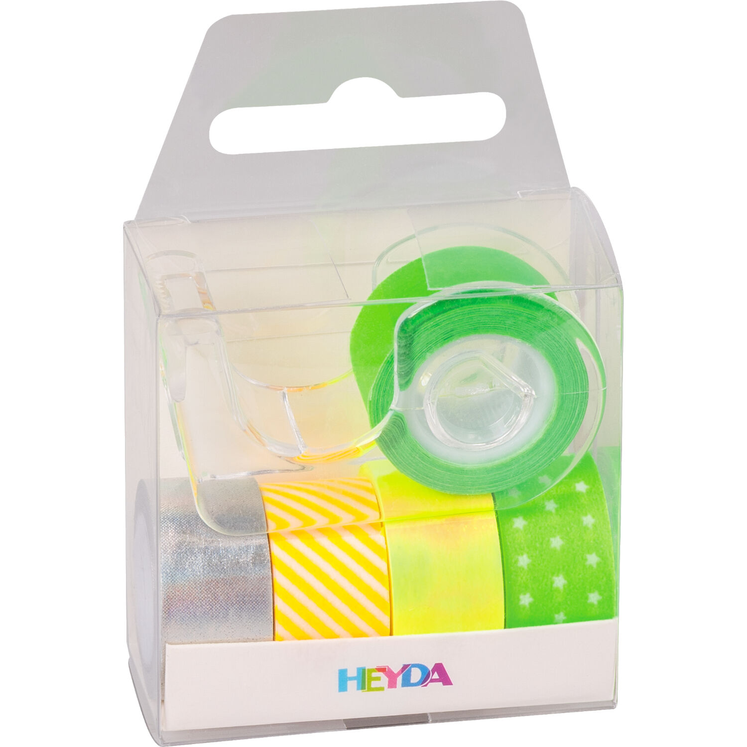 NEU Deko Tape / Klebeband, 5 Rollen + Abroller, Mini Akzente Neon Gr�n / Gelb Bild 3