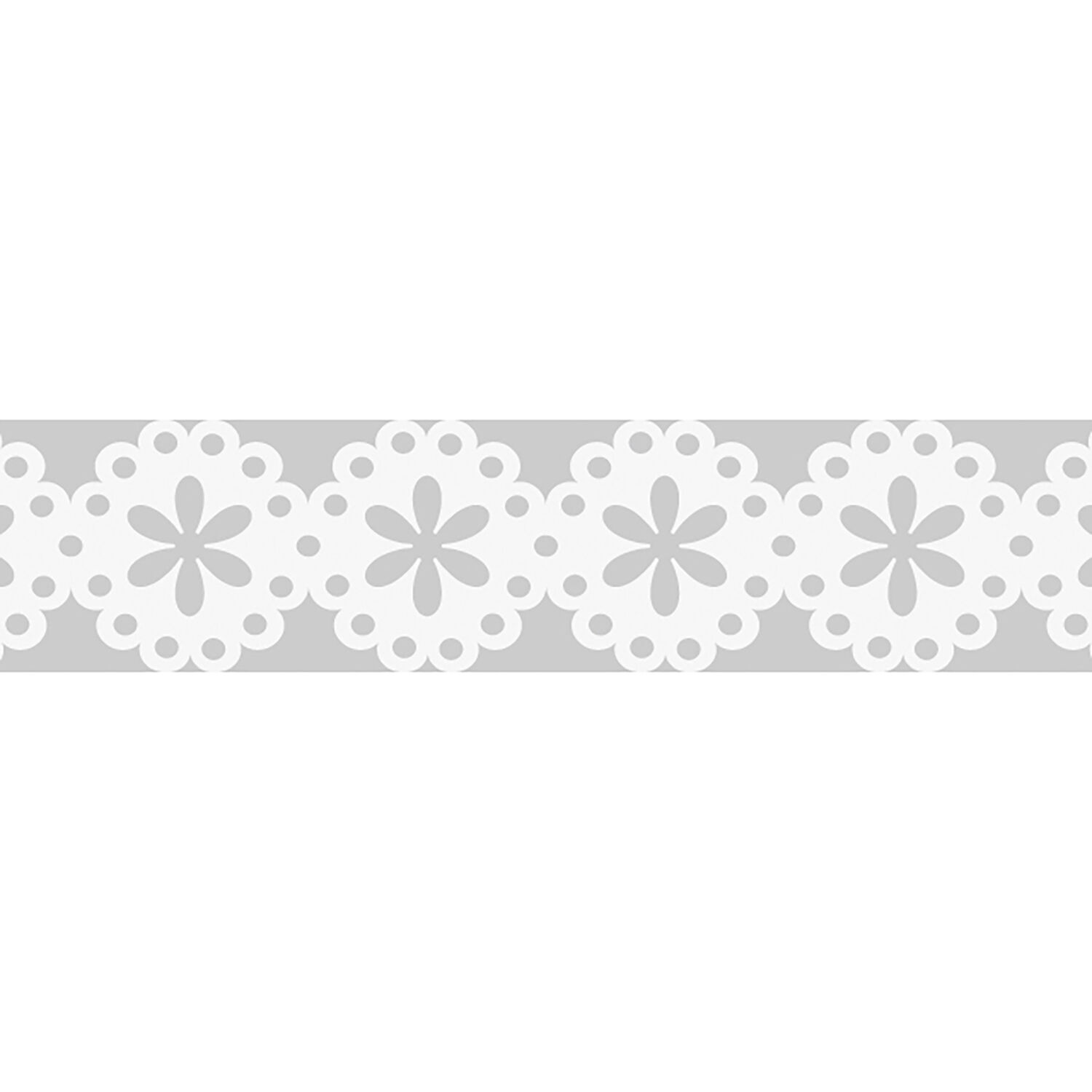 NEU Papierspitze selbstklebend, 2 m x 10 mm, Blumen Weiß