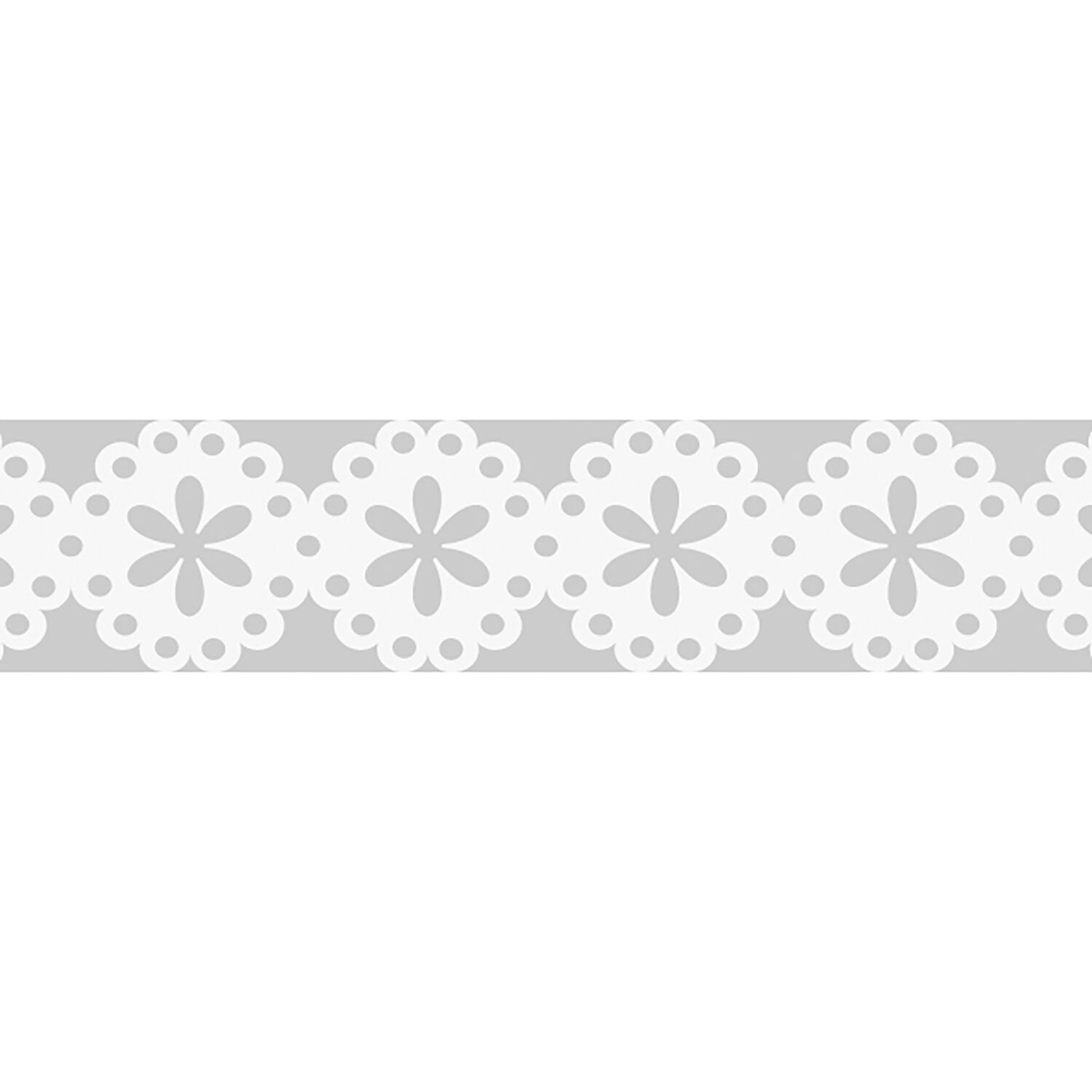 NEU Papierspitze selbstklebend, 2 m x 10 mm, Blumen Wei