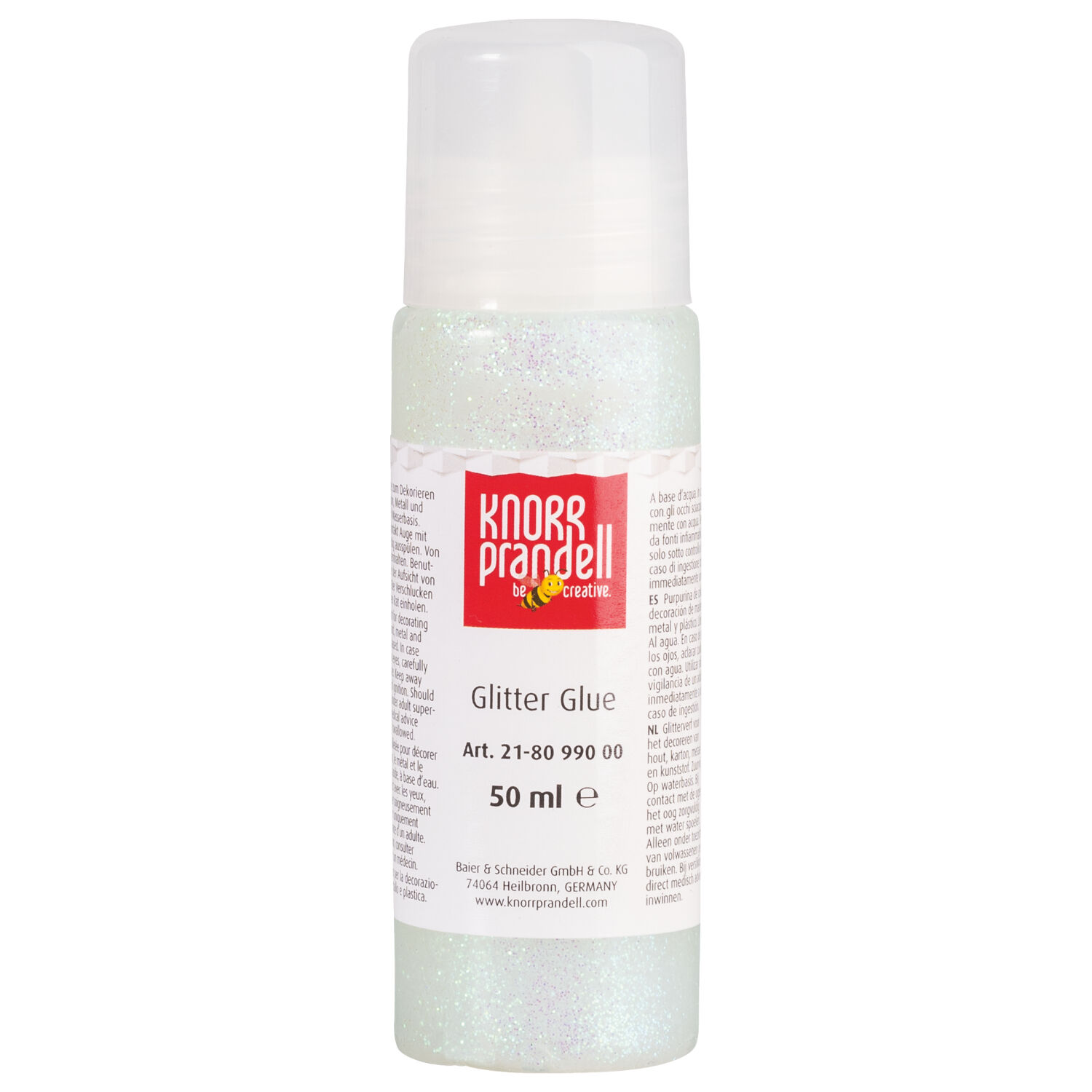 NEU Glitterfarbe Glitter Glue, mit Linerspitze, 50 ml, Wei