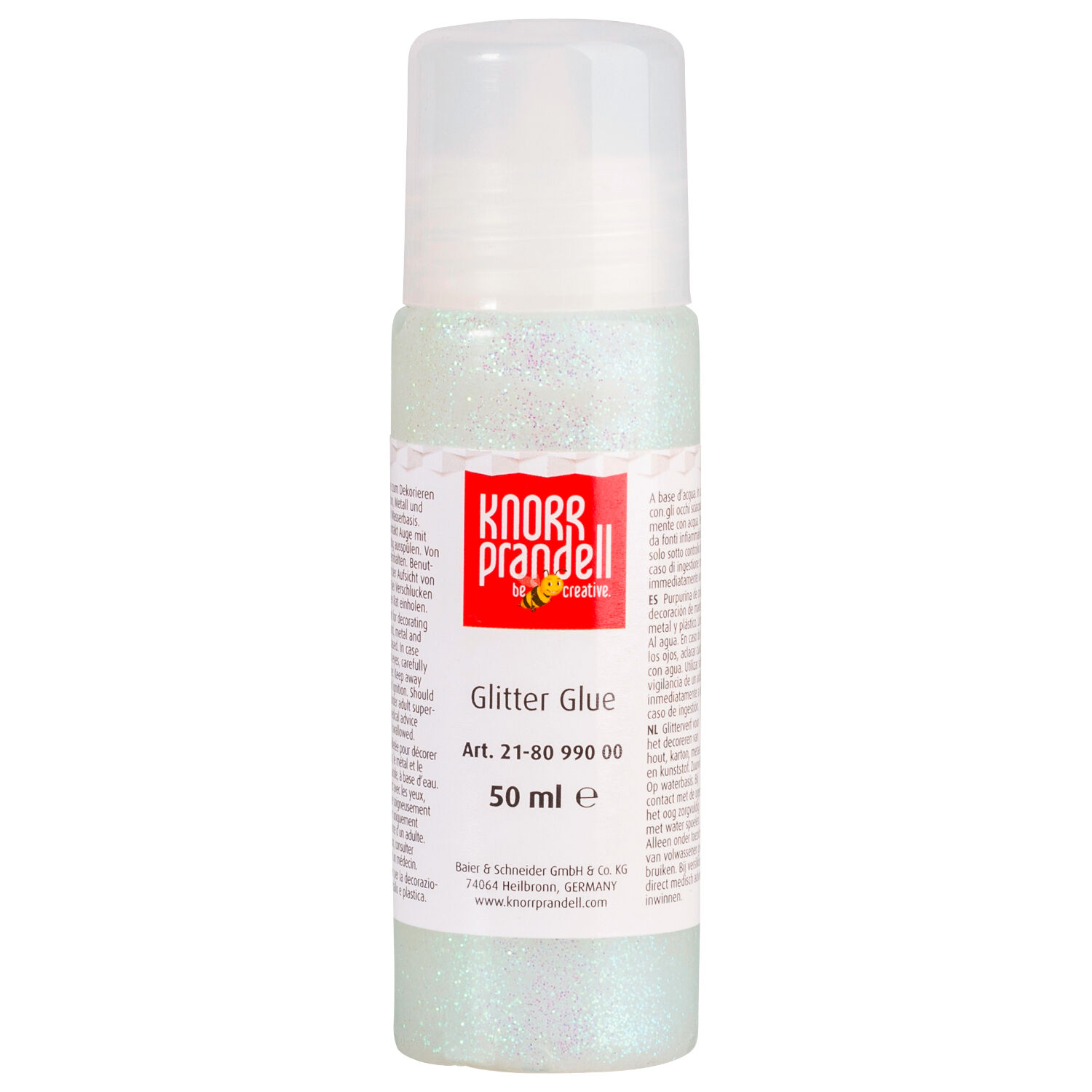 NEU Glitterfarbe Glitter Glue, mit Linerspitze, 50 ml, Wei