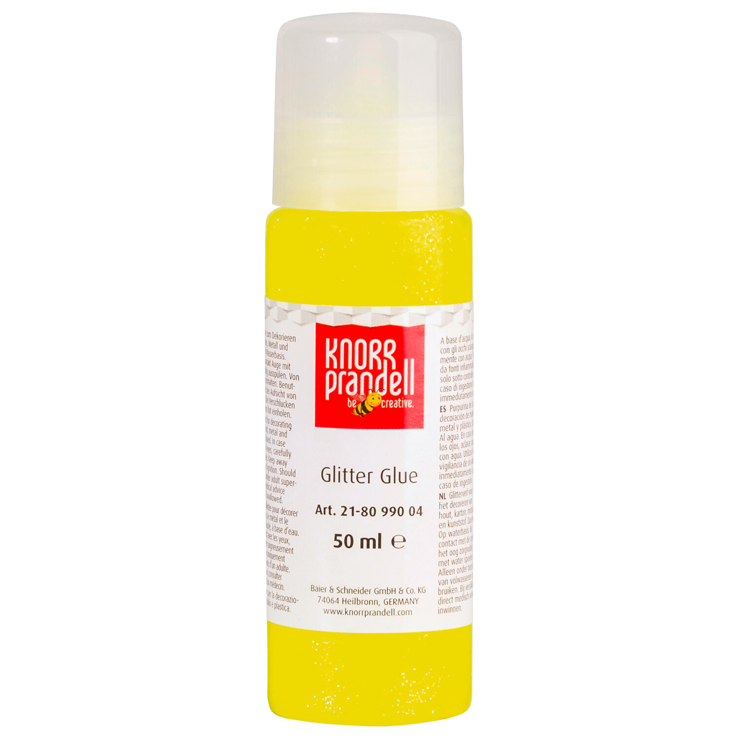 NEU Glitterfarbe Glitter Glue, mit Linerspitze, 50 ml, Neongelb