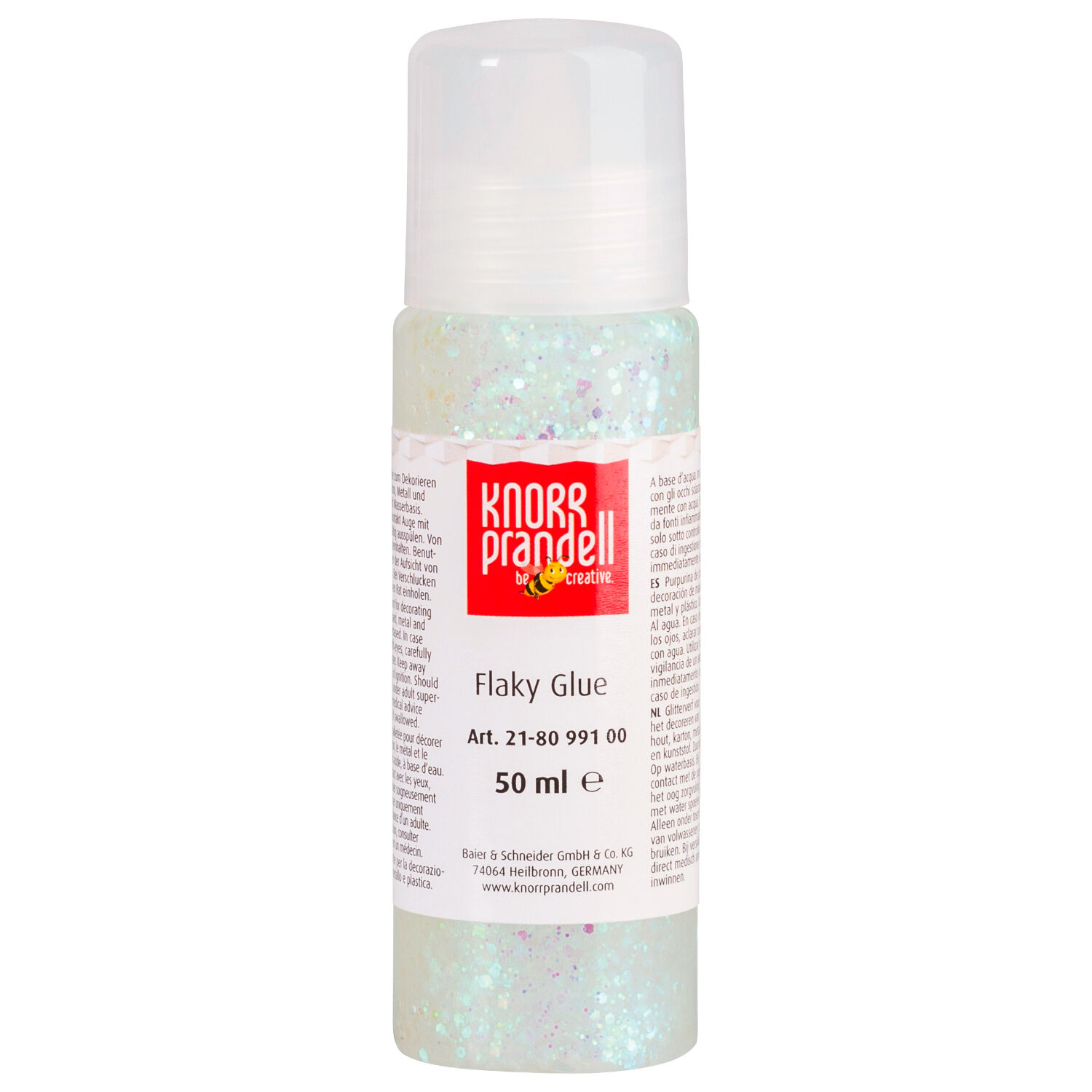 NEU Glitterfarbe Flaky Glue, mit Linerspitze, 50 ml, Wei