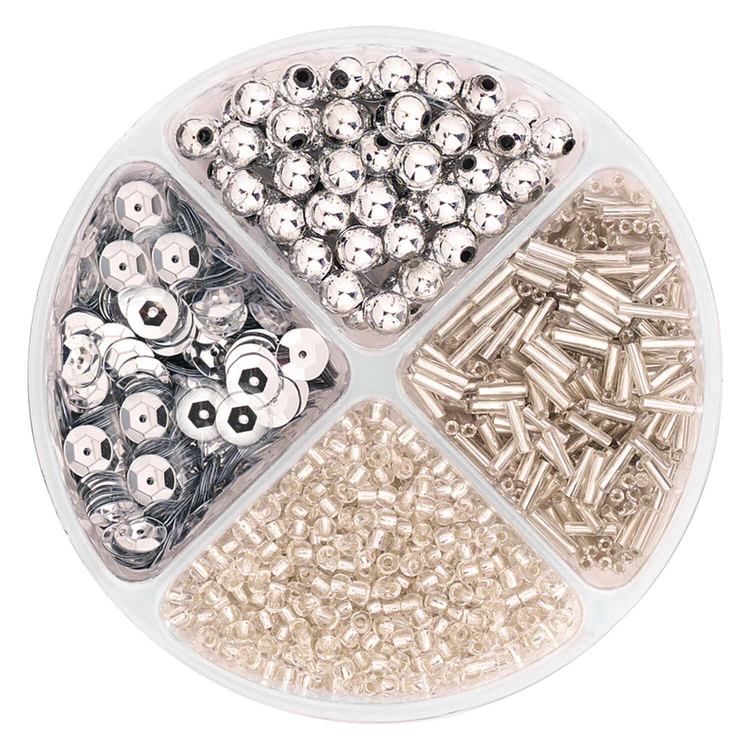 Perlen- / Pailletten-Set, 30g, silber