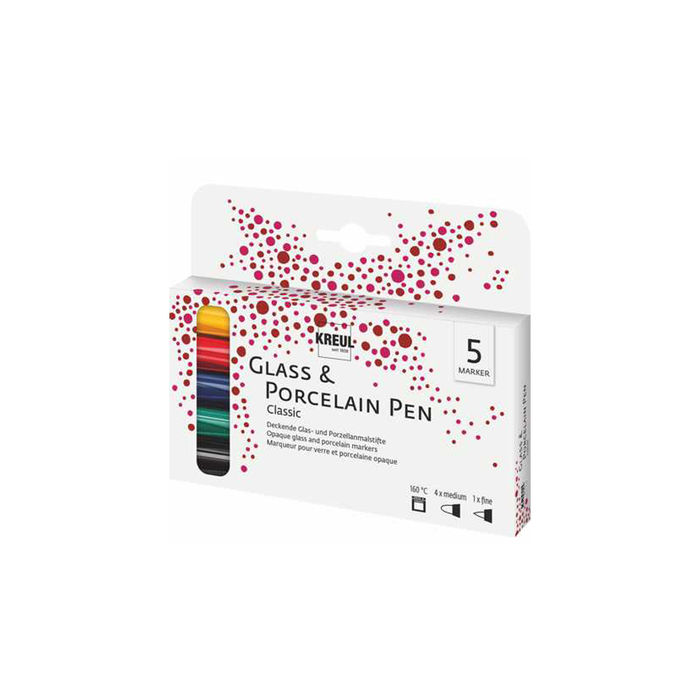 NEU Kreul Glas & Porzellan Pen / Porzellanmalstift Classic, 5er Set