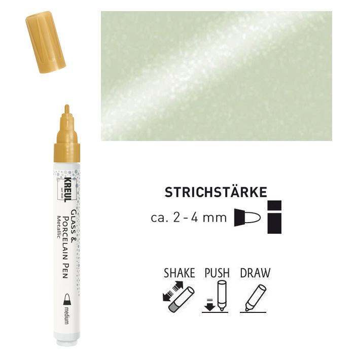 NEU Glas & Porzellan Pen / Porzellanmalstift, 2-4 mm, Metallic Silber