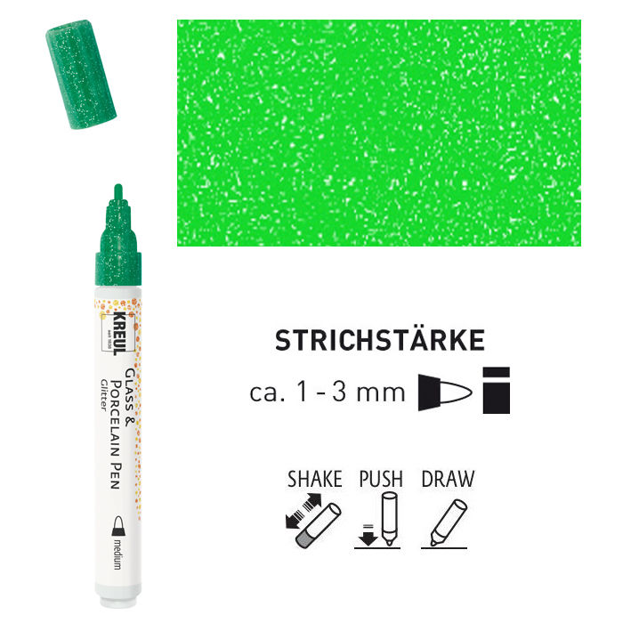 SALE Kreul Glas & Porzellan Pen Glitter Hellgr�n, 1-3 mm