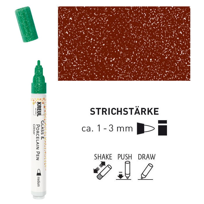 SALE Kreul Glas & Porzellan Pen Glitter Braun, 1-3 mm