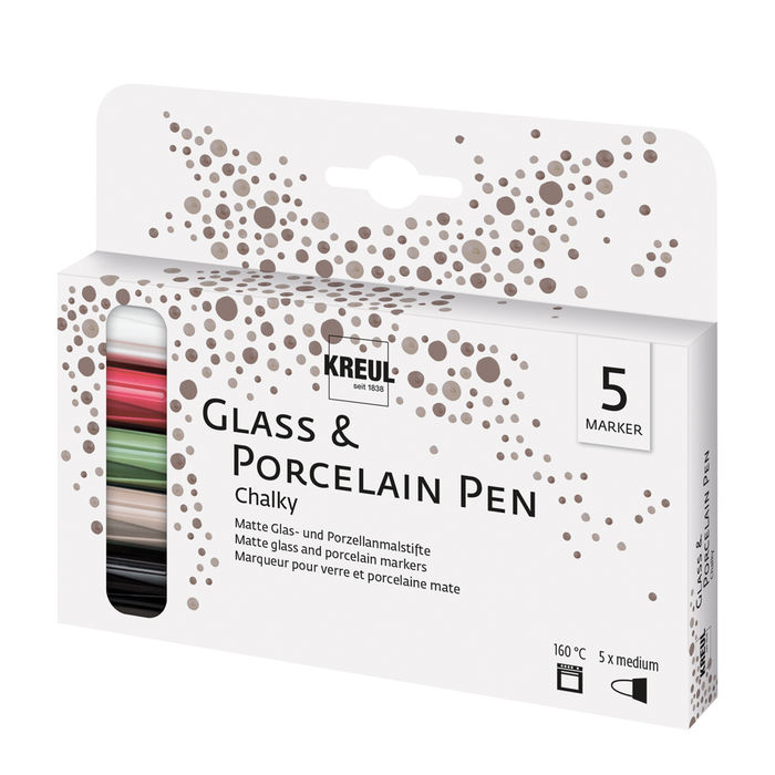 NEU Kreul Glas & Porzellan Pen / Porzellanmalstift 5er Set Chalky