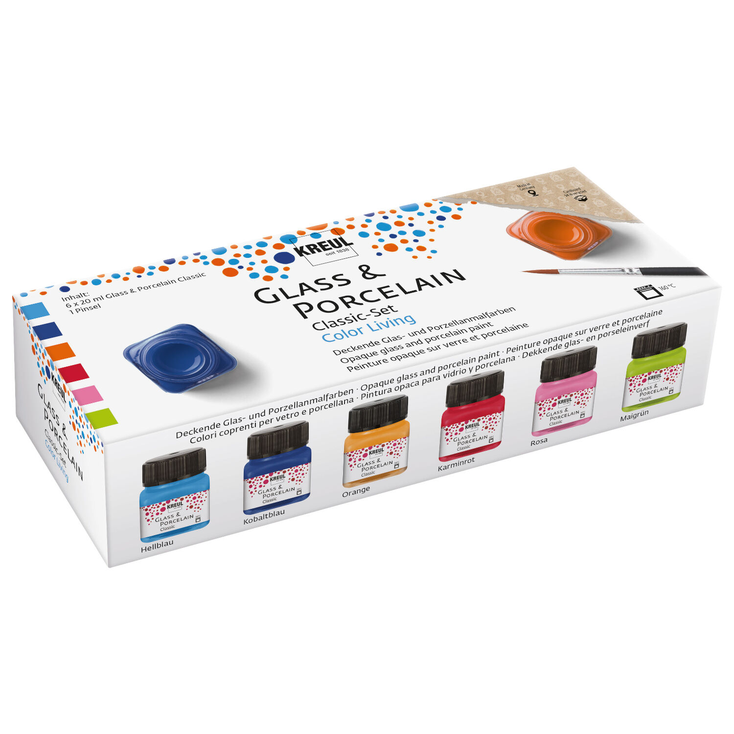 NEU Glass & Porcelain Classic Set, deckende Porzellanfarbe Color Living, 6 x 20 ml