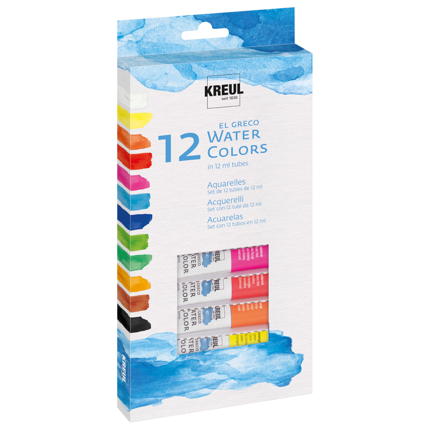 KREUL El Greco Aquarellfarben Set, 12 x 12 ml Tuben