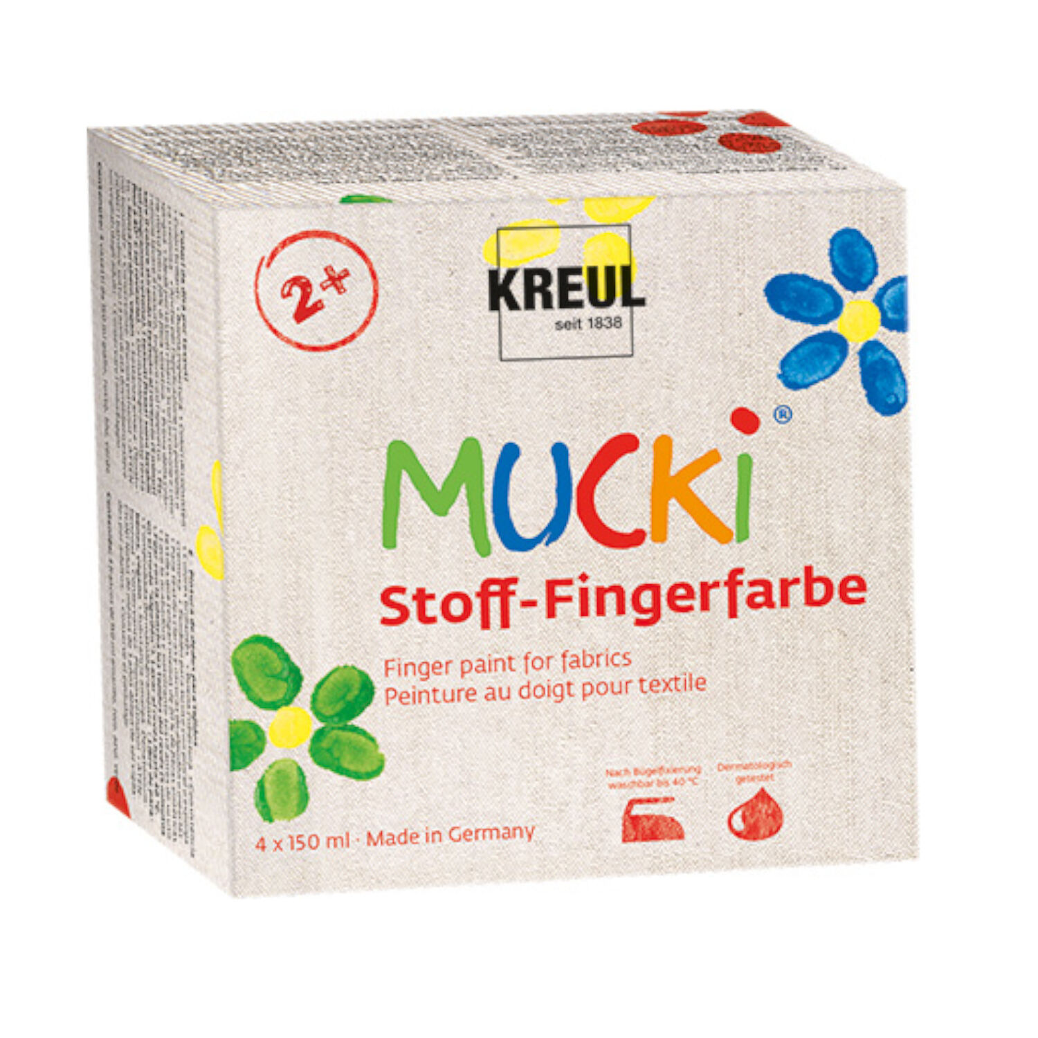 Mucki Textil Fingerfarben Set, 4er Set 150 ml