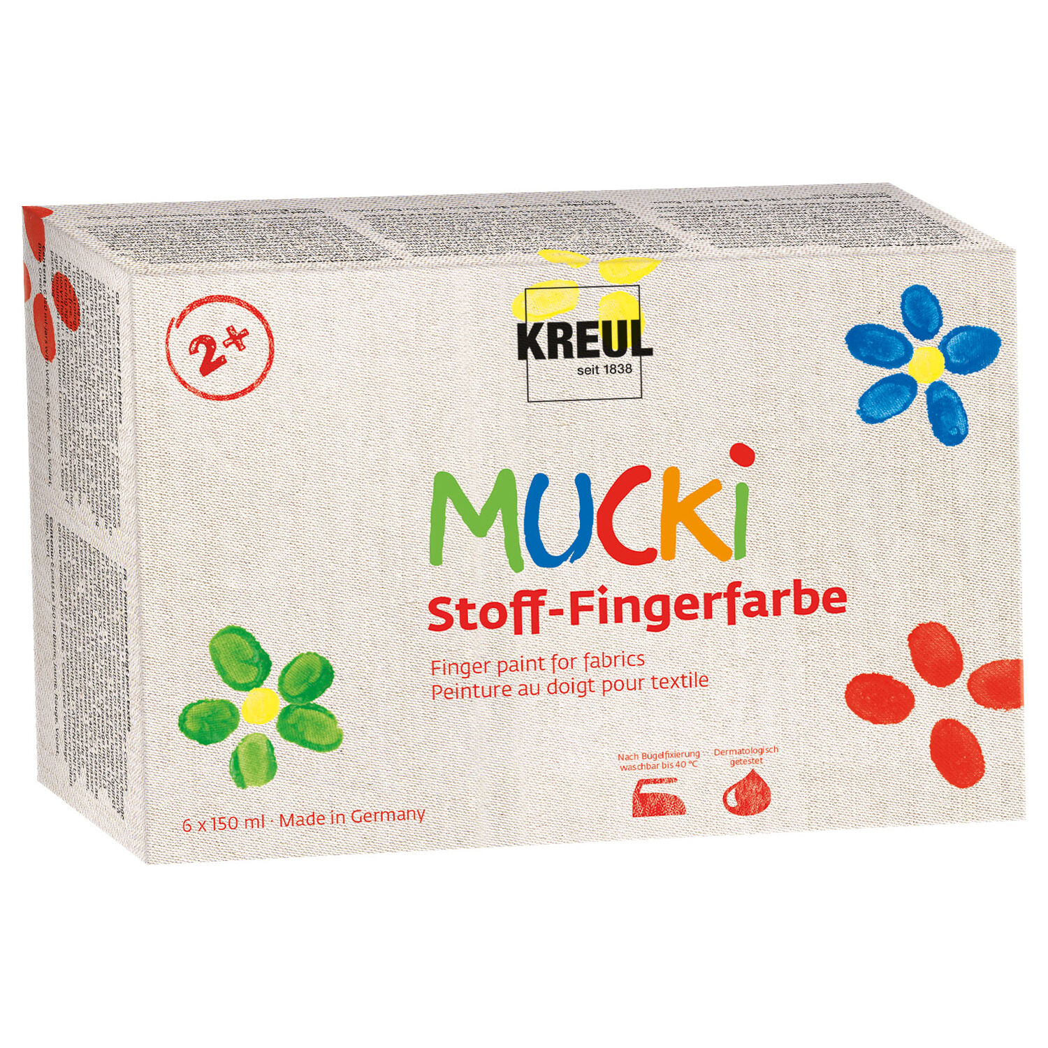 NEU Mucki Stoff-Fingerfarbe 6er Set 150 ml