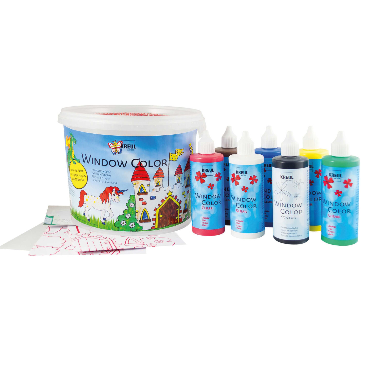 KREUL Window Color Set Powerpack Burg, 7x 125 ml + Zubehr Bild 2