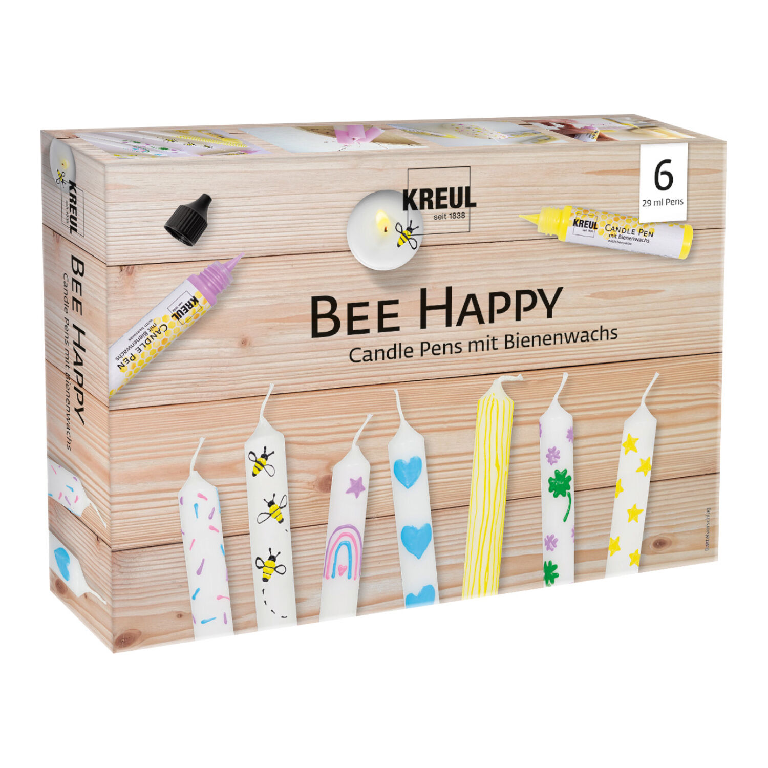 NEU KREUL Candle Pen / Kerzen-Stift 6er Set Bee Happy