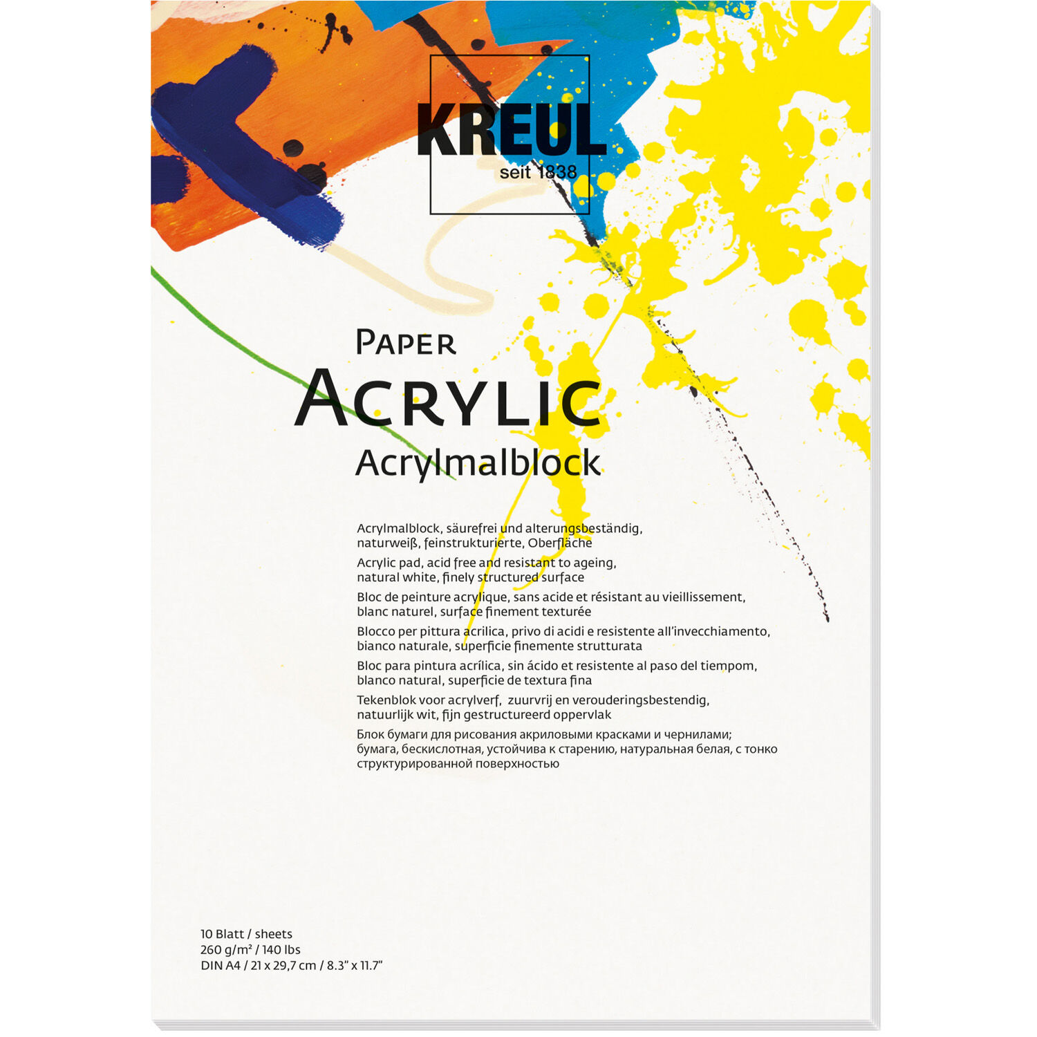 NEU Kreul Acrylmalblock Paper Acrylic, DIN A4, 260g/qm, 10 Blatt