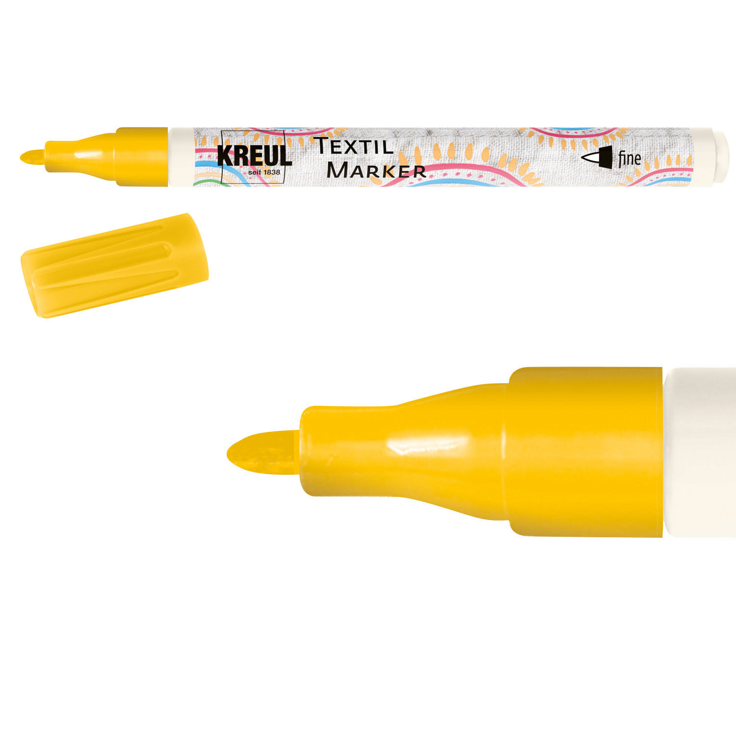 Kreul Textil Marker / Stoffmalstift, Fine 1-2 mm, Gelb