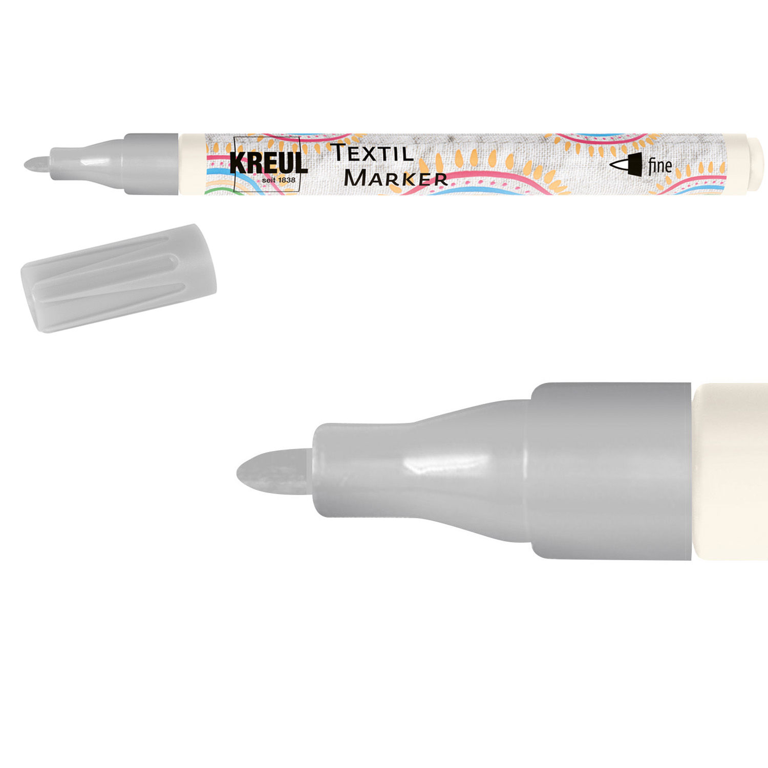 Kreul Textil Marker / Stoffmalstift, Fine 1-2 mm, Grau