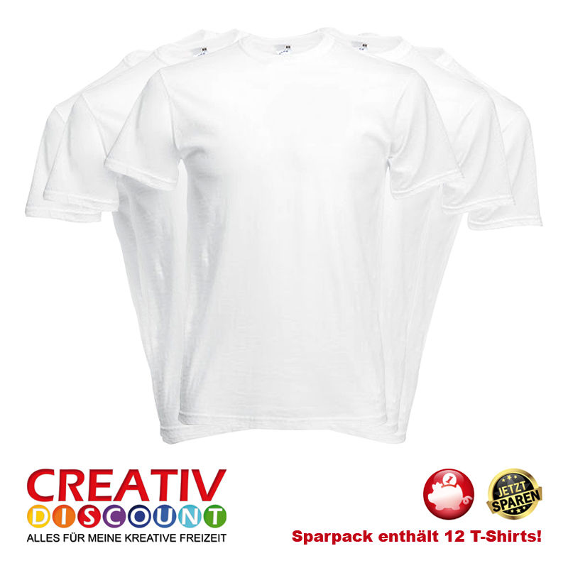 Sparpack, T-Shirt Größe M, Weiß, 12 Stück