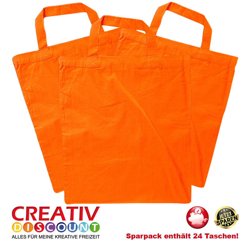 Sparpack, Baumwolltasche, Orange, 24 Stck