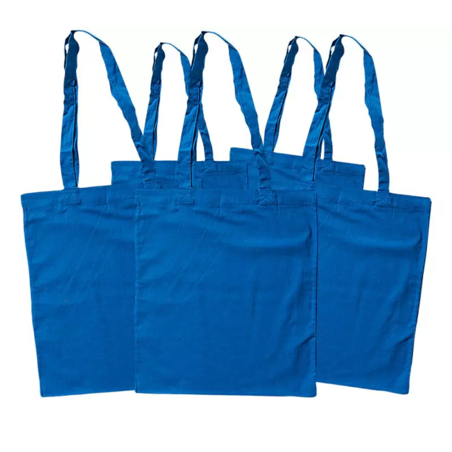 Sparpack, Baumwolltasche lange Tragegriffe, 38x42 cm, Blau, 12 Stck