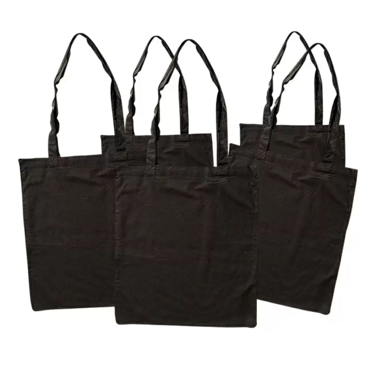 Sparpack, Baumwolltasche lange Tragegriffe, 38x42 cm, Schwarz, 12 Stck