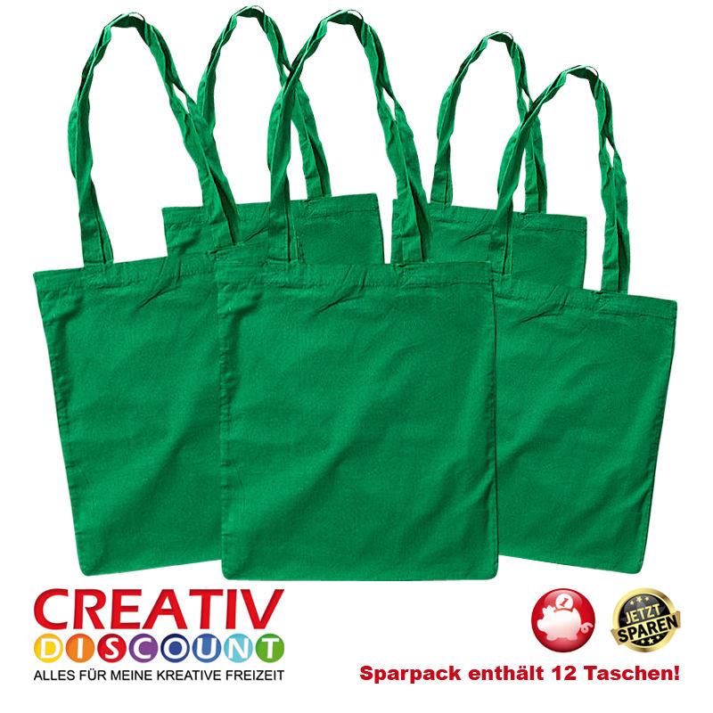 Sparpack, Baumwolltasche Grn, 12 Stck