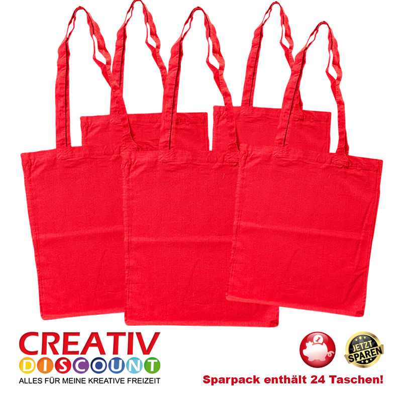 Sparpack, Baumwolltasche Rot, 24 Stck