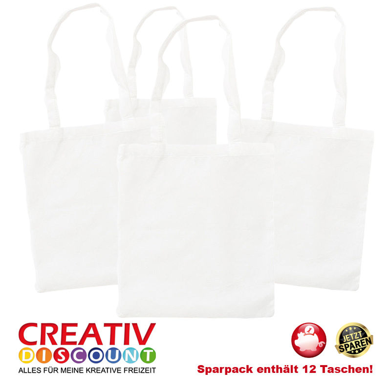 Sparpack, Baumwolltasche Wei, 12 Stck