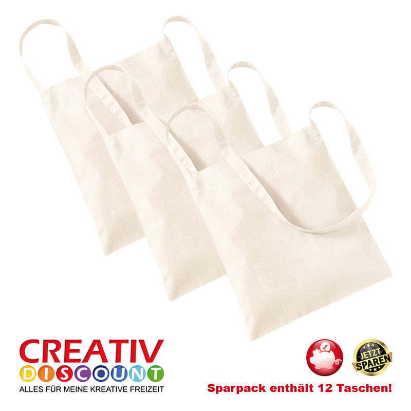 Sparpack Baumwolltasche / Wurfbeutel 34x40cm Natur 12 St.