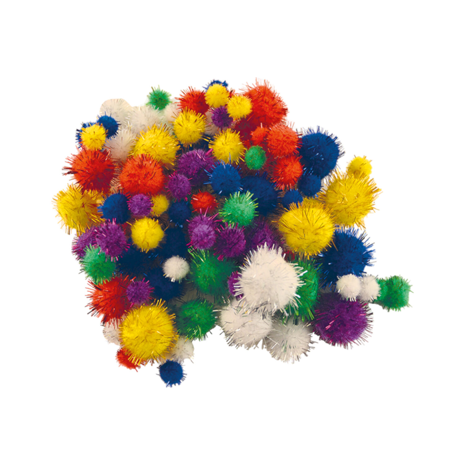 Pompons im Beutel, 100 Stk., 10-25mm, Glitzer Bild 2