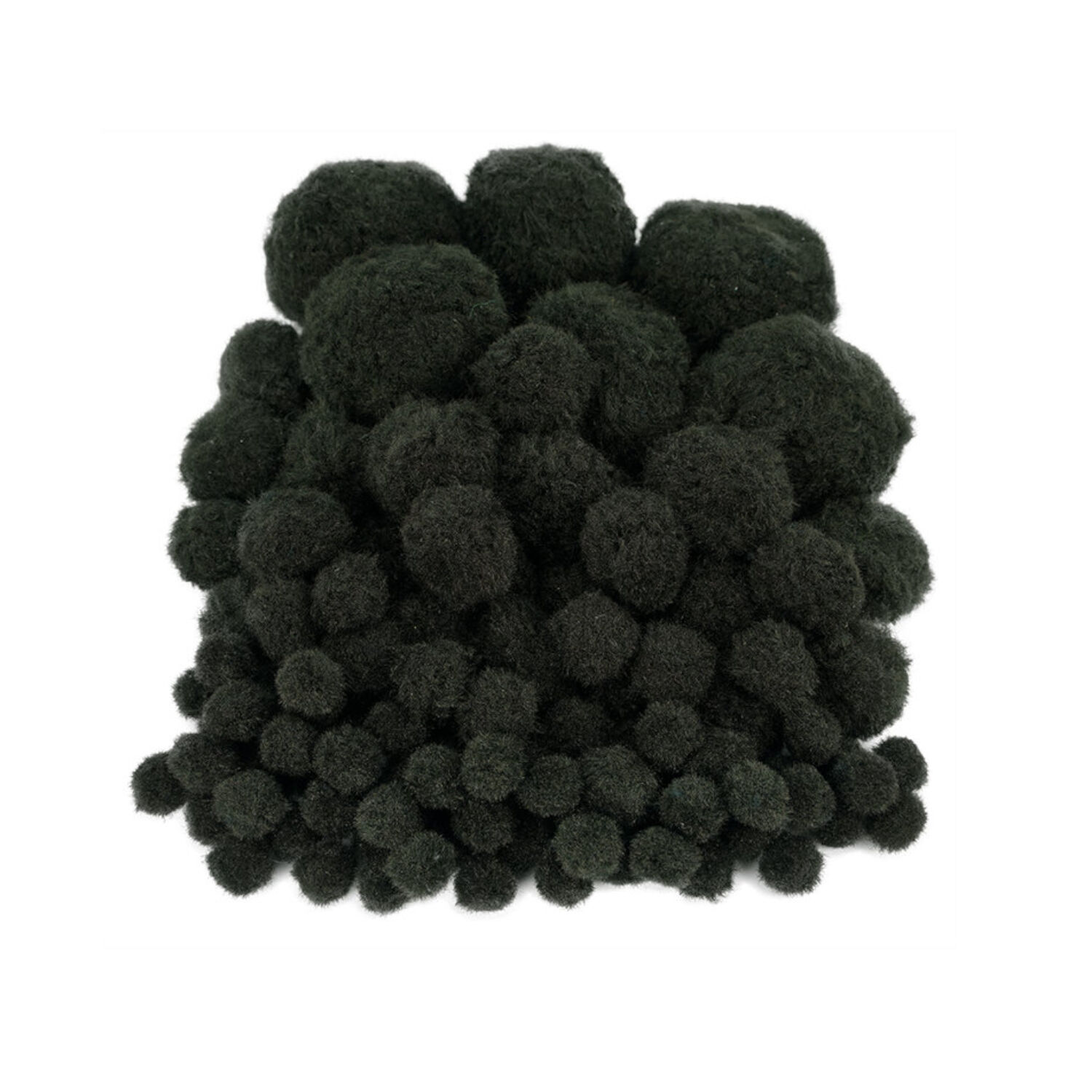 Pompons im Beutel, 100 Stk., 10-45mm, Schwarz